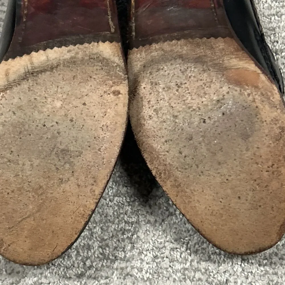 Allen Edmonds Newcomb Shoes Men 8.5D Black Brown Woven Leather Penny Loafers USA